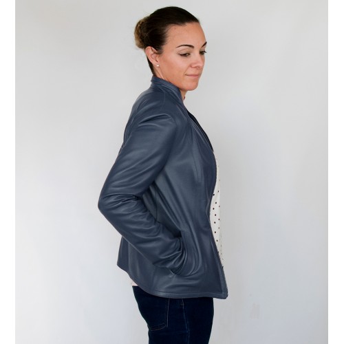 Cazadora reversible de cuero con cremallera