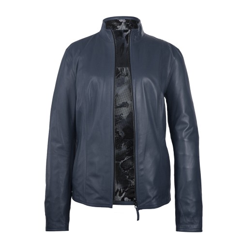 Cazadora reversible de cuero con cremallera