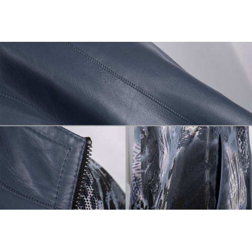 Cazadora reversible de cuero con cremallera