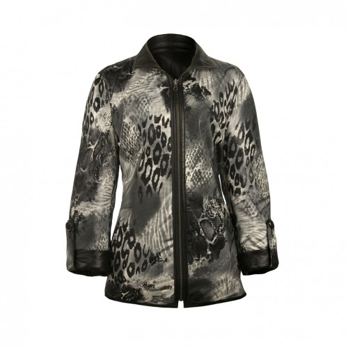 Chaqueta reversible de cuero con cierre de cremallera EBRU