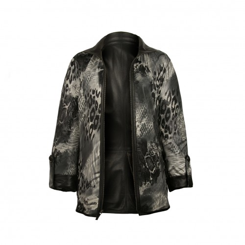 Chaqueta reversible de cuero con cierre de cremallera EBRU