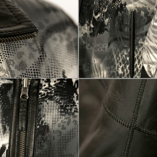 Chaqueta reversible de cuero con cierre de cremallera EBRU