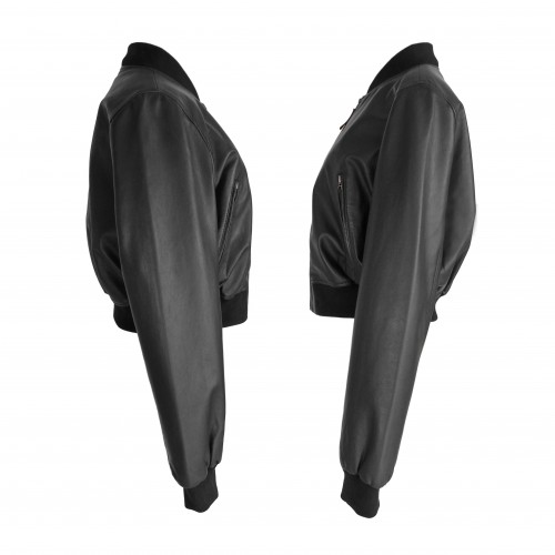 Bomber corta de piel con cremallera modelo MITES