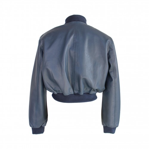 Bomber corta de piel con cremallera modelo MITES