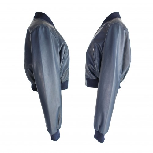 Bomber corta de piel con cremallera modelo MITES