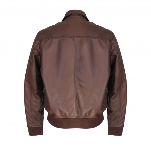 Chaqueta bomber de piel con cuello clasico TIGANO