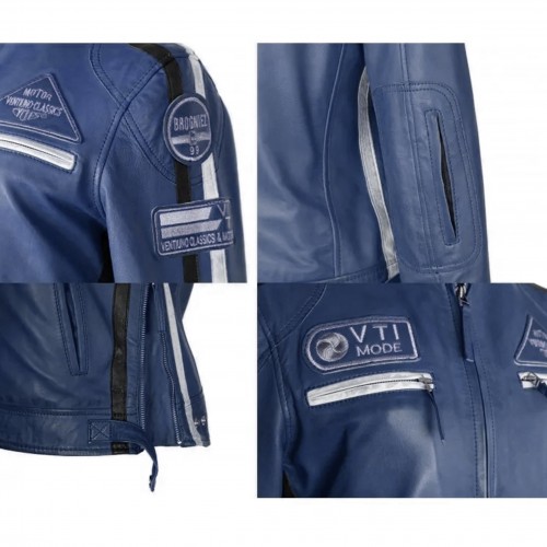 Chaqueta heavy de piel con parches modelo 120