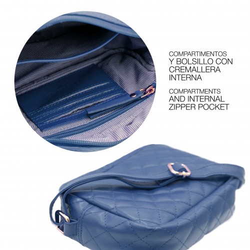 Bolso bandolera acolchado de piel 15x20x6 cm