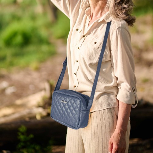 Bolso bandolera acolchado de piel 15x20x6 cm