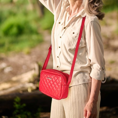 Bolso bandolera acolchado de piel 15x20x6 cm