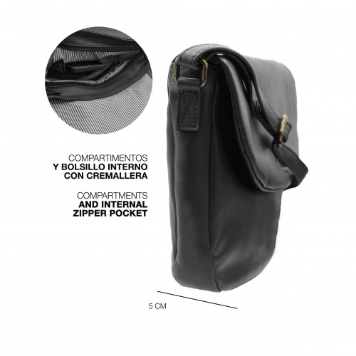 Bolso de solapa de piel 23x28x5 cm CORDE