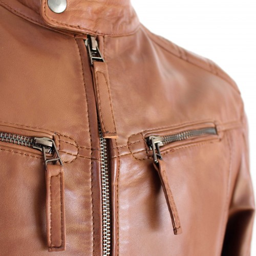 Chaqueta de piel con capucha desmontable NOTTE