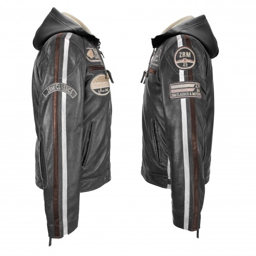 Chaqueta con capucha de piel con parches BOLLWO