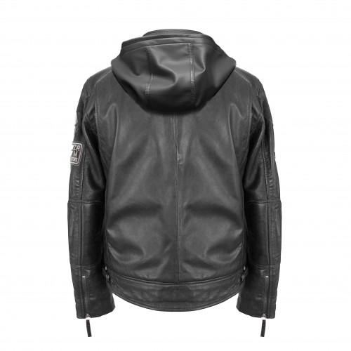 Chaqueta con capucha de piel con parches BOLLWO