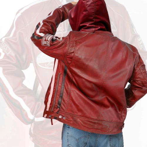 Chaqueta con capucha de piel con parches BOLLWO