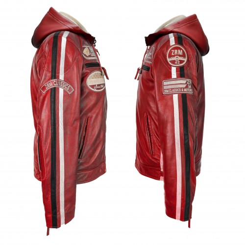 Chaqueta con capucha de piel con parches BOLLWO