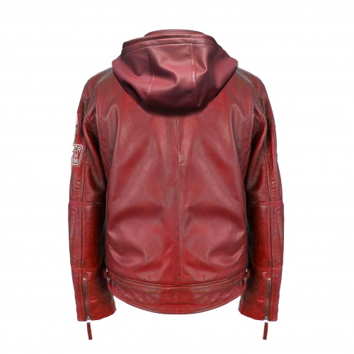 Chaqueta con capucha de piel con parches BOLLWO