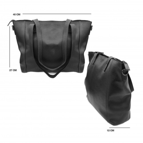 Bolso de piel con cremallera y doble asa 27x40x12 cm YOURS