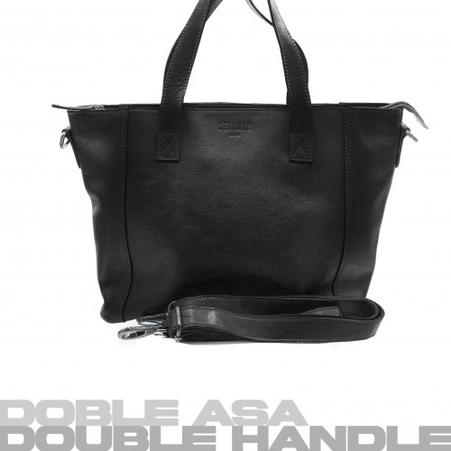 Bolso de piel con cremallera y doble asa 27x40x12 cm YOURS
