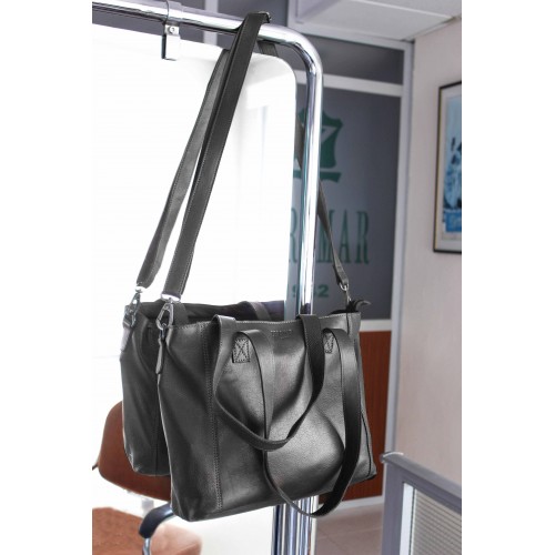 Bolso de piel con cremallera y doble asa 27x40x12 cm YOURS