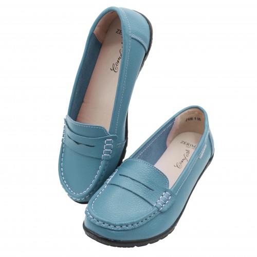 Mocasines de piel con suela negra