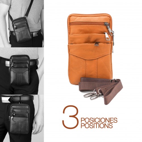 Bolso bandolera de piel modelo BLOKI 18x12x4 cm