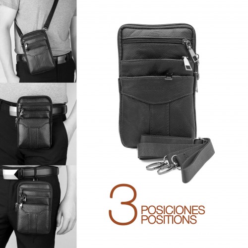 Bolso bandolera de piel modelo BLOKI 18x12x4 cm