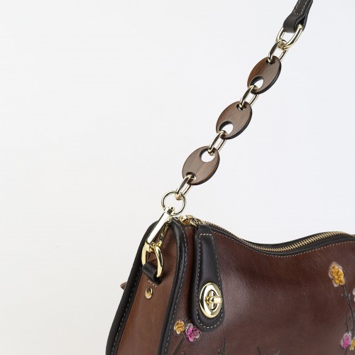 Bolso de piel grabado con asa corta ajustable 22x15x8 cm BOKETTO