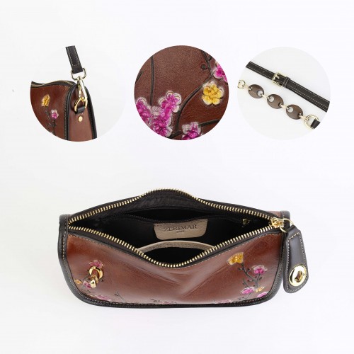 Bolso de piel grabado con asa corta ajustable 22x15x8 cm BOKETTO