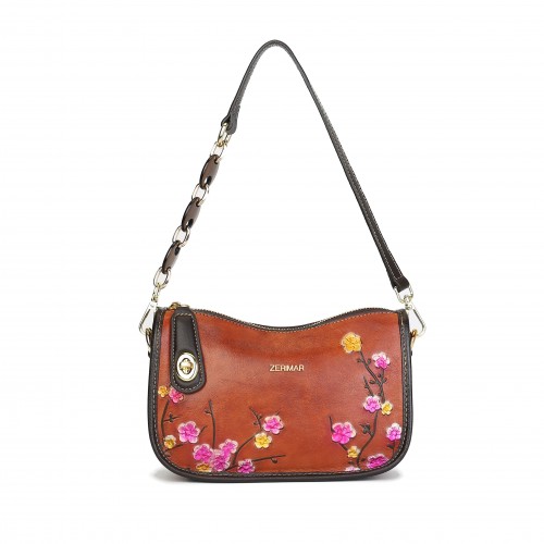 Bolso de piel grabado con asa corta ajustable 22x15x8 cm BOKETTO