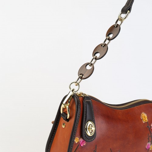 Bolso de piel grabado con asa corta ajustable 22x15x8 cm BOKETTO