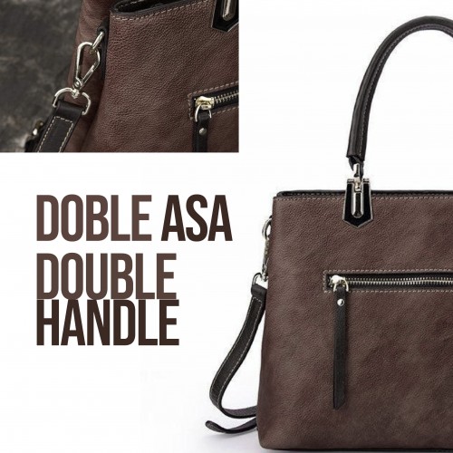 Bolso de piel con doble asa 28x21x11 cm ROSES