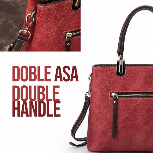 Bolso de piel con doble asa 28x21x11 cm ROSES