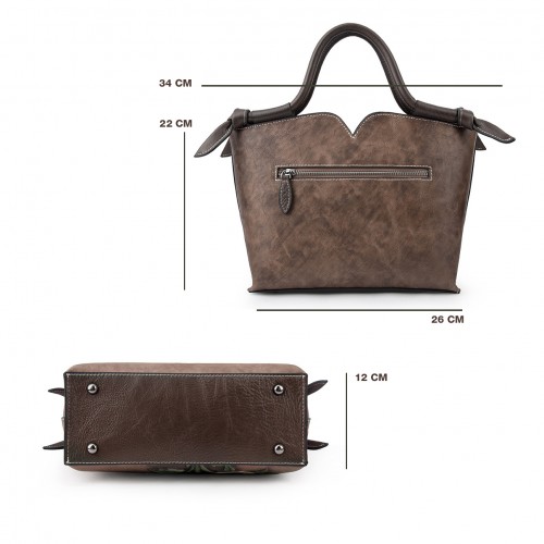 Bolso de piel con doble asa 30x21x12 cm FLORES