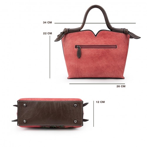 Bolso de piel con doble asa 30x21x12 cm FLORES