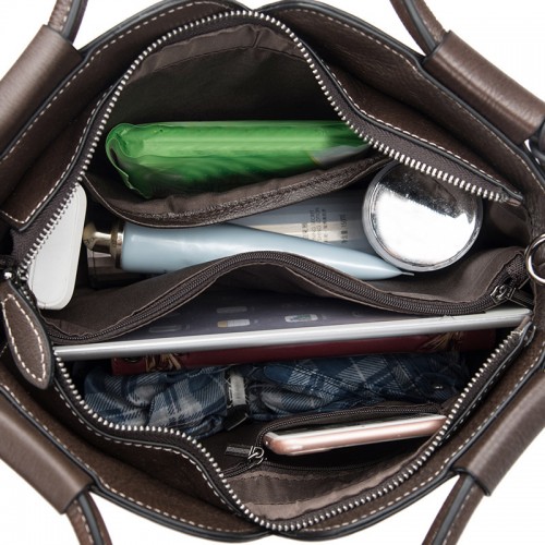 Bolso de piel con doble asa 30x21x12 cm FLORES