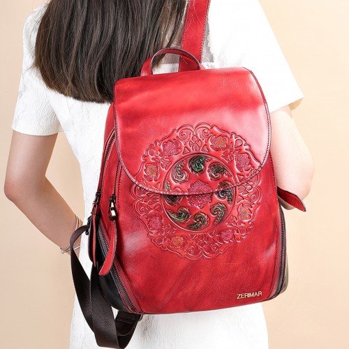Mochila de piel con cremalleras 23x32x15 cm EXOTIC