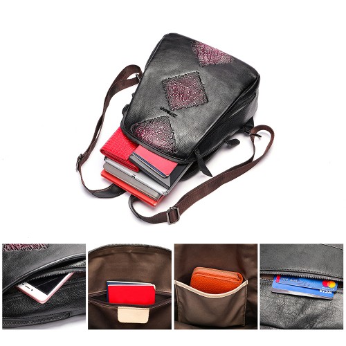 Mochila de piel con cremalleras 26x31x11 cm VUELVE