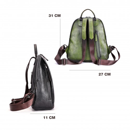 Mochila de piel con cremalleras 26x31x11 cm VUELVE