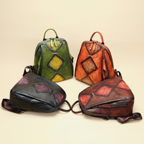 Mochila de piel con cremalleras 26x31x11 cm VUELVE