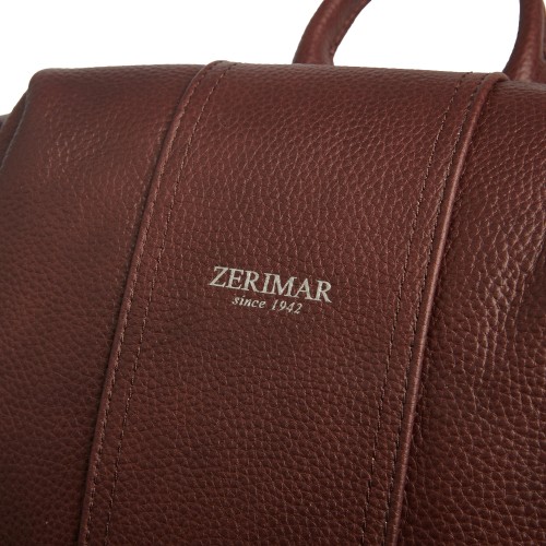 Mochila de piel con cremalleras 24x34x16 cm CACAO