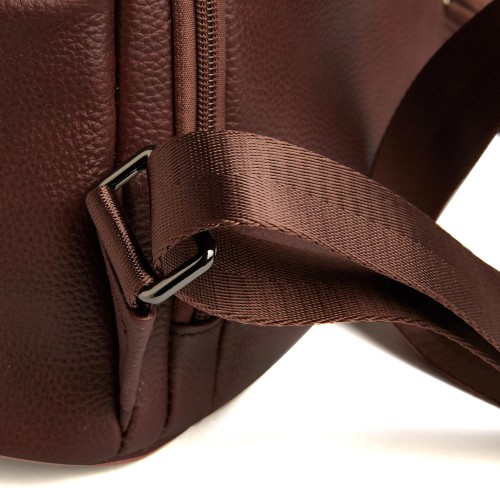 Mochila de piel con cremalleras 24x34x16 cm CACAO