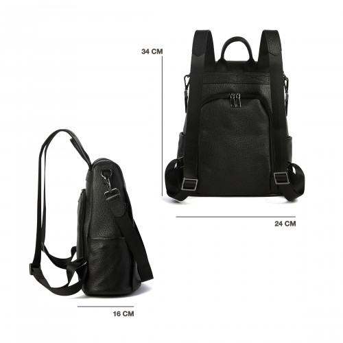 Mochila de piel con cremalleras 24x34x16 cm CACAO