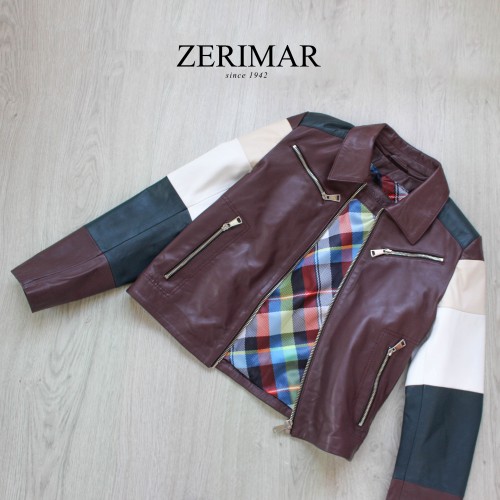 Chaqueta de piel multicolor modelo TAIR