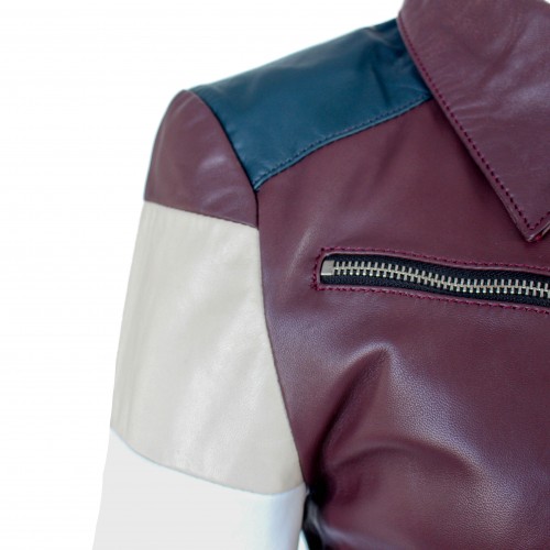 Chaqueta de piel multicolor modelo TAIR