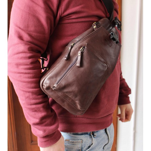 Bolso bandolera de piel modelo PATER 16x34x9 cm