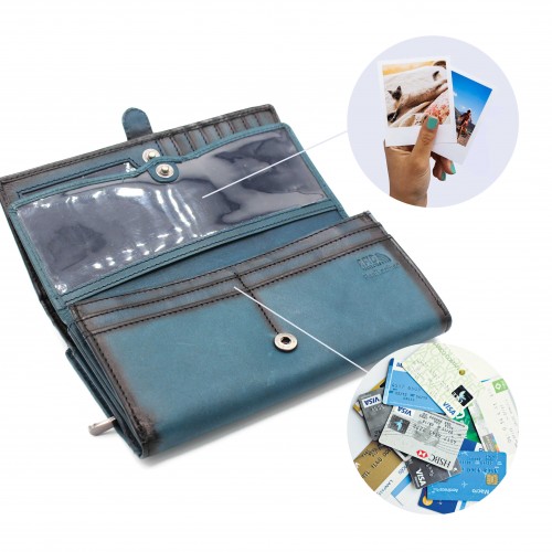 Cartera de piel 18,5x10 cm - OCEAN&APACHE