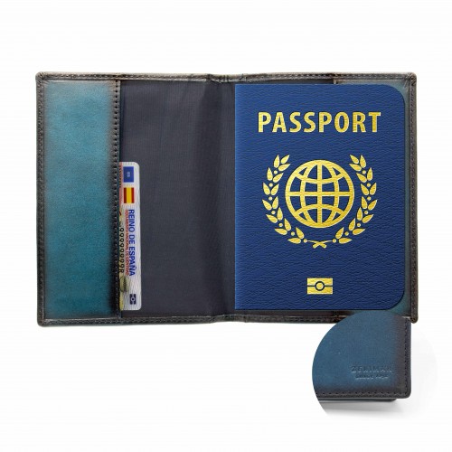 Funda pasaporte de piel multiespacio 15x11,5 cm OCEAN&APACHE