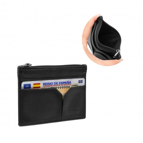 Tarjetero de piel con cremallera modelo DEGRA 8x11 cm