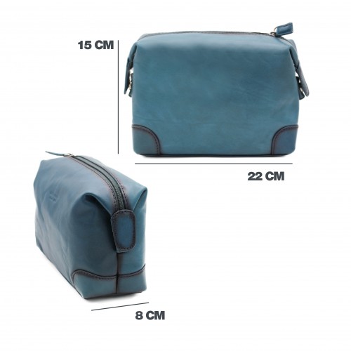 Neceser de piel con cremallera 15x22x8 cm OCEAN&APACHE